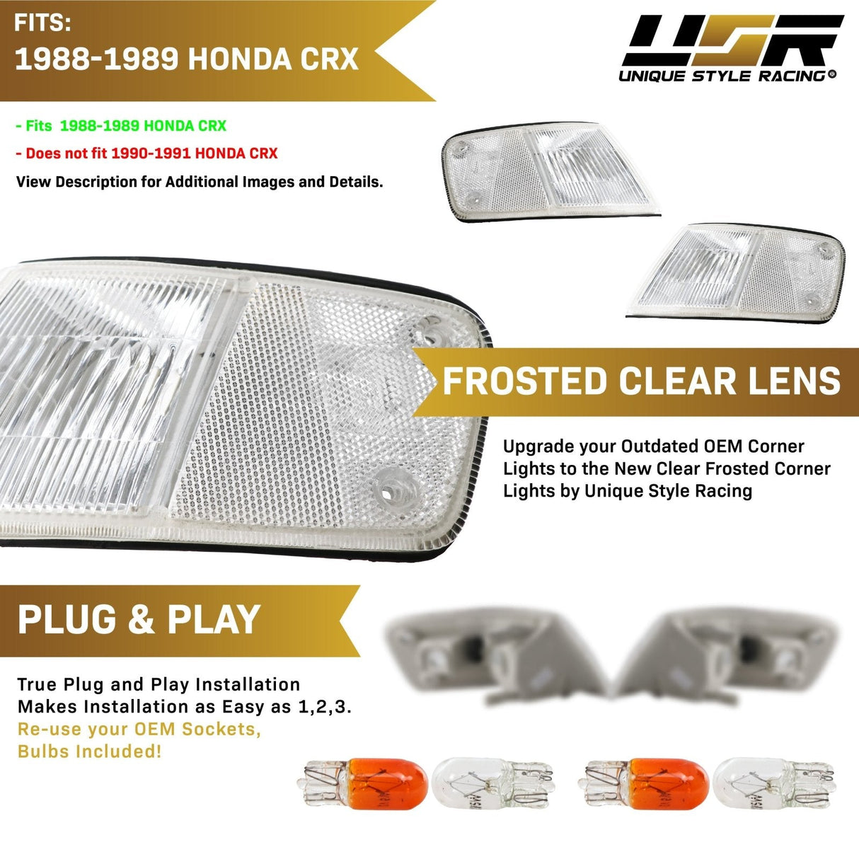 1988-1989 Honda CRX USDM Amber Corner Lights