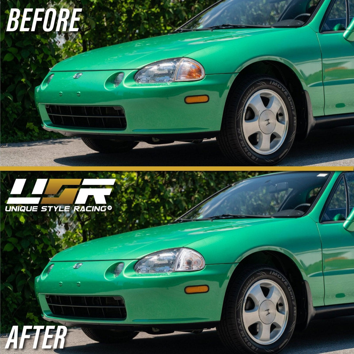 1993-1997 Honda Del Sol Black Clear Corner Lights