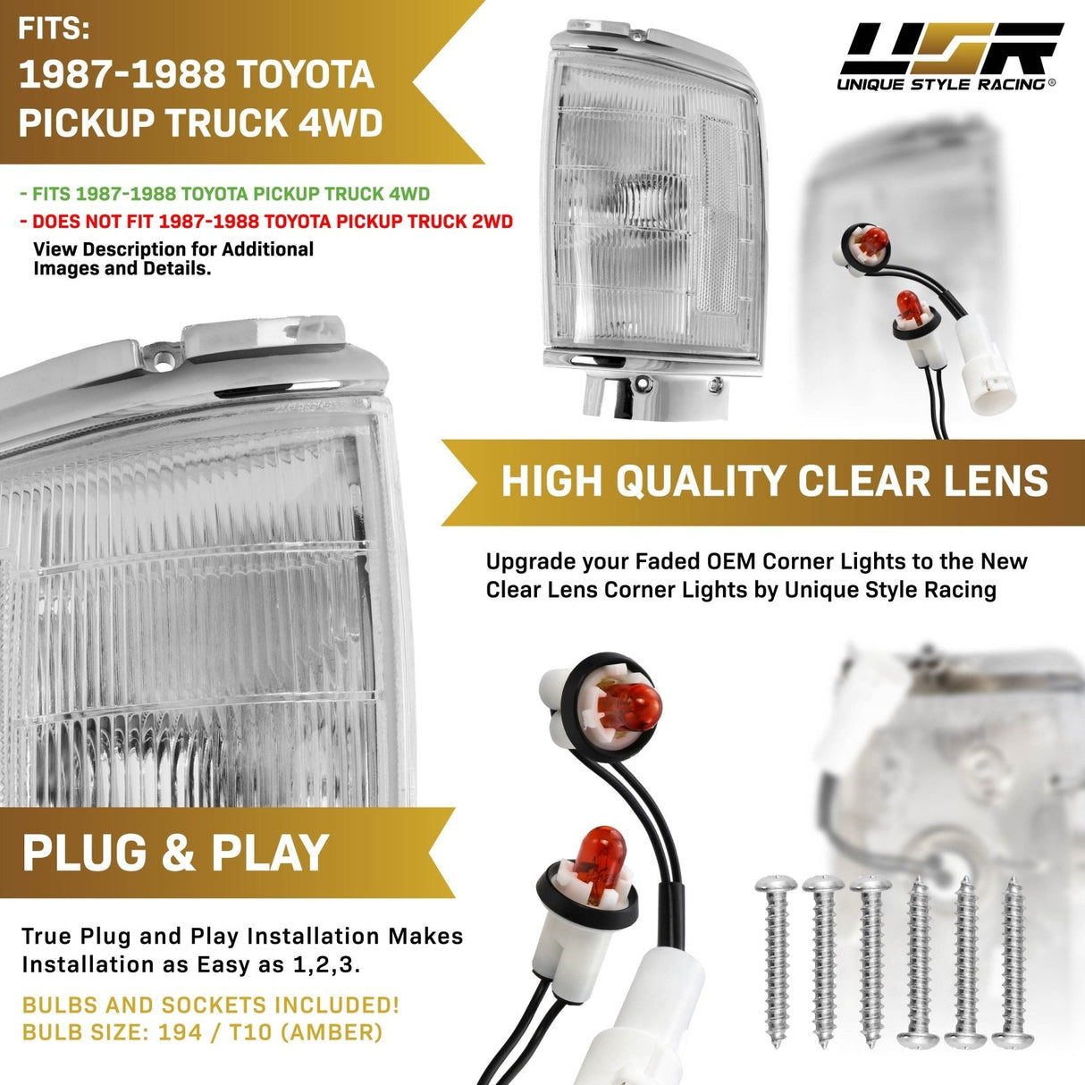84-89 Toyota 4Runner / 84-86 Pickup Clear Corner Lights