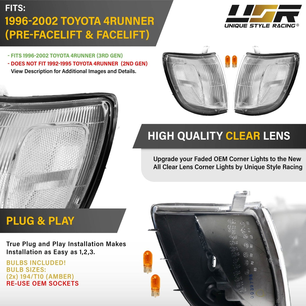 1996-1998 Toyota 4Runner Clear Corner Lights