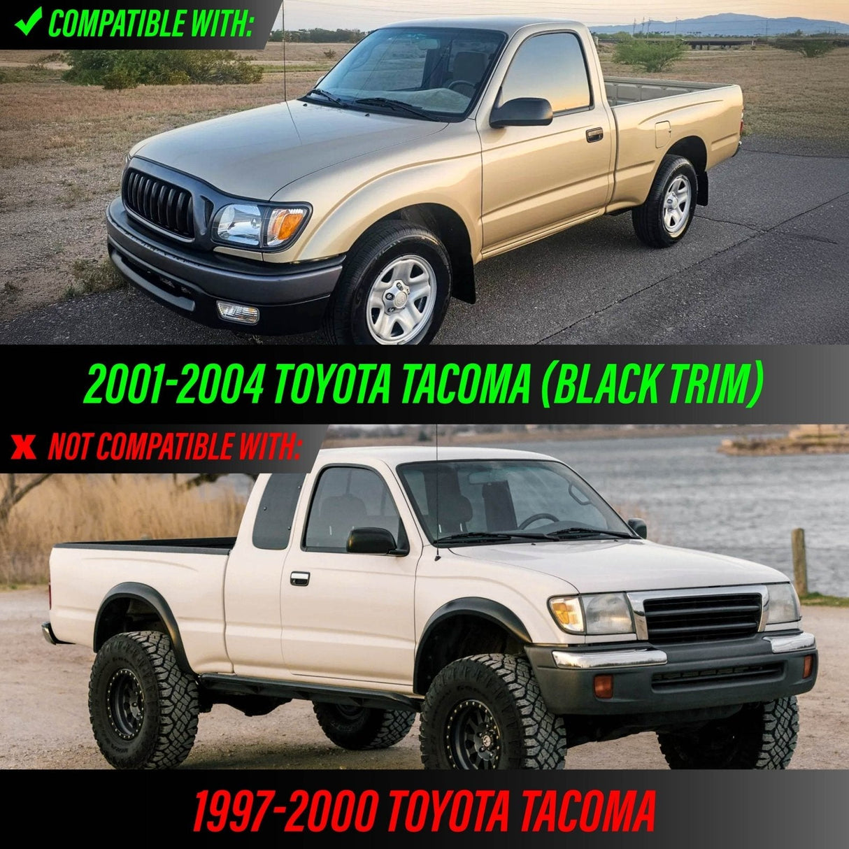 2001-2004 Toyota Tacoma Clear Corner Lights With Black Trim