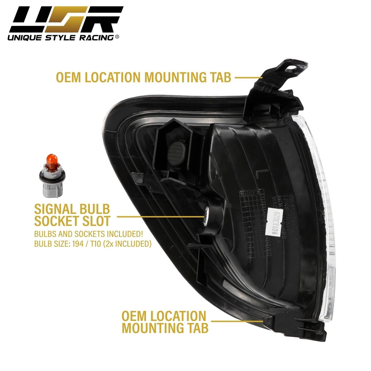 2001-2004 Toyota Tacoma Clear Corner Lights With Black Trim