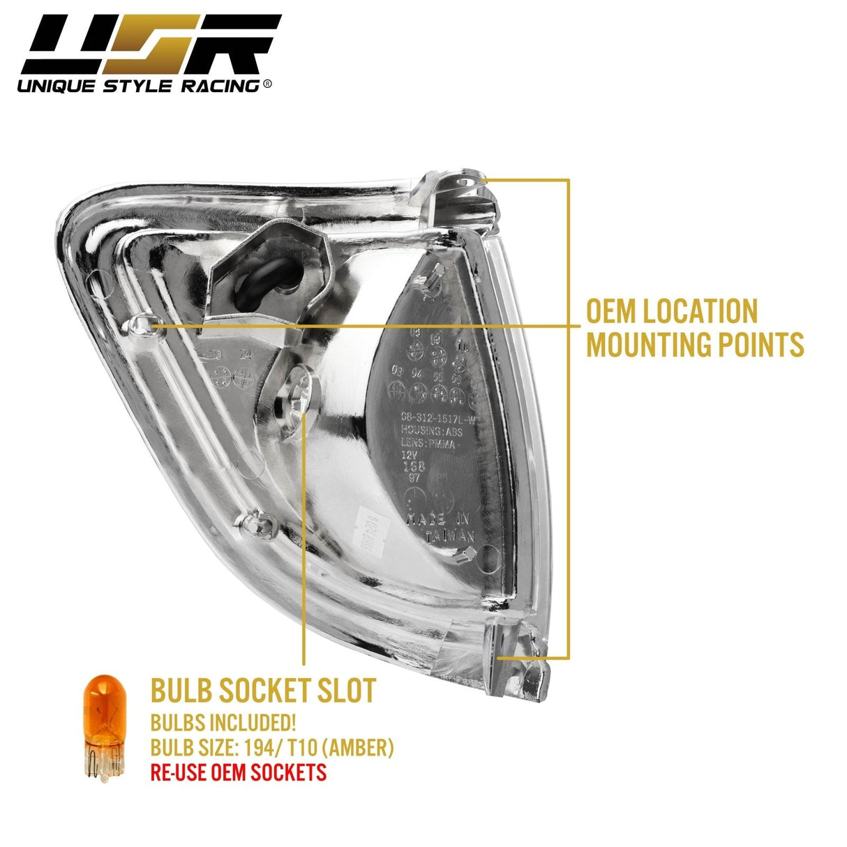 1995-1996 Toyota Tacoma 2wd Clear Corner Lights