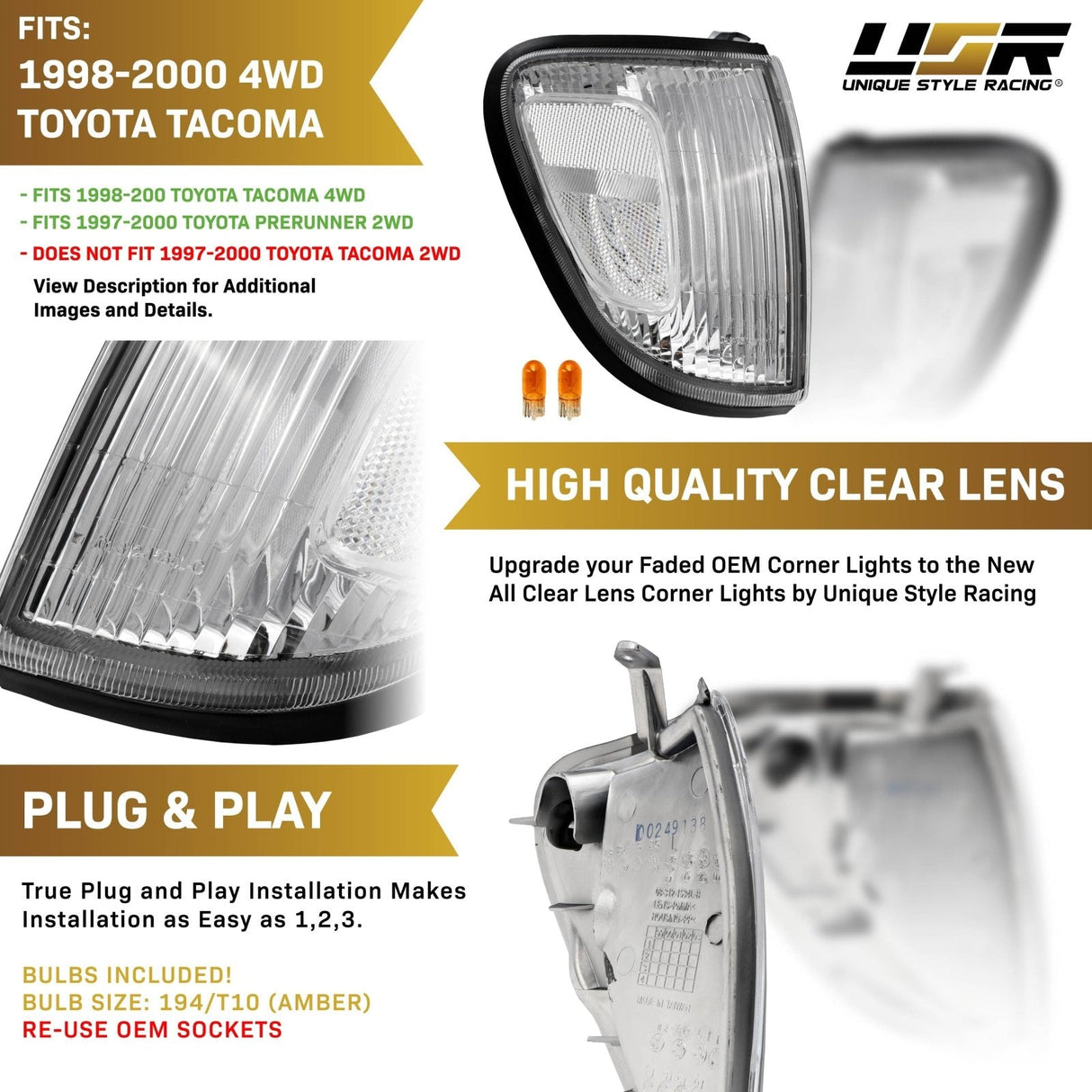 1998-2000 Toyota Tacoma Clear Corner Lights