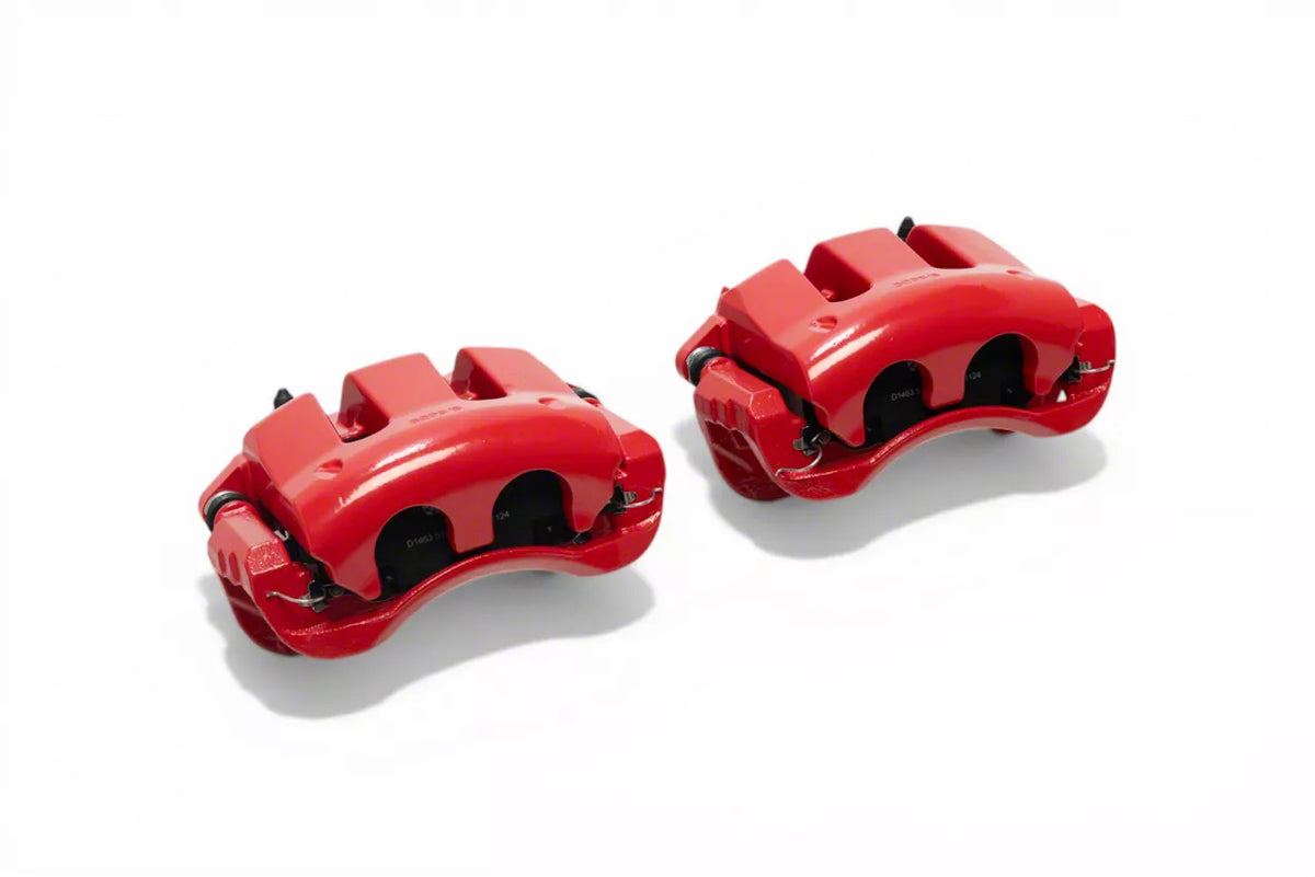 C&L Performance Series Front Brake Calipers with Ceramic Pads; Red (05-10 Mustang GT; 11-14 Mustang V6)