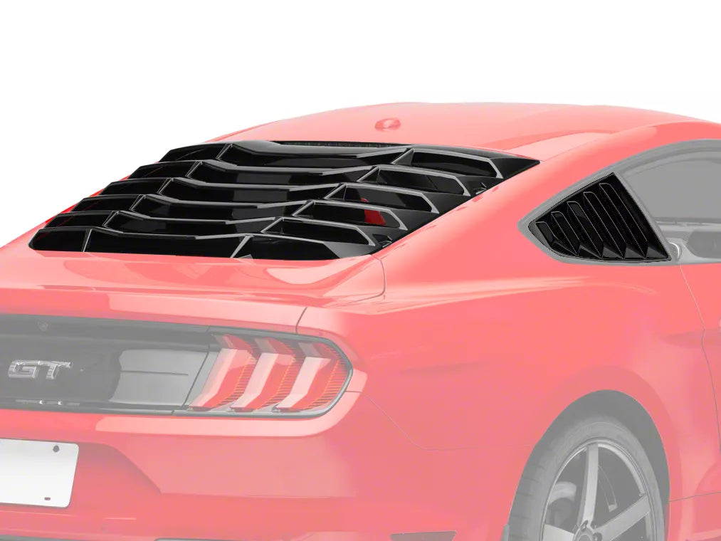 SpeedForm MP Concepts Rear & SpeedForm Quarter Window Louvers; Gloss Black (15-23 Mustang Fastback)