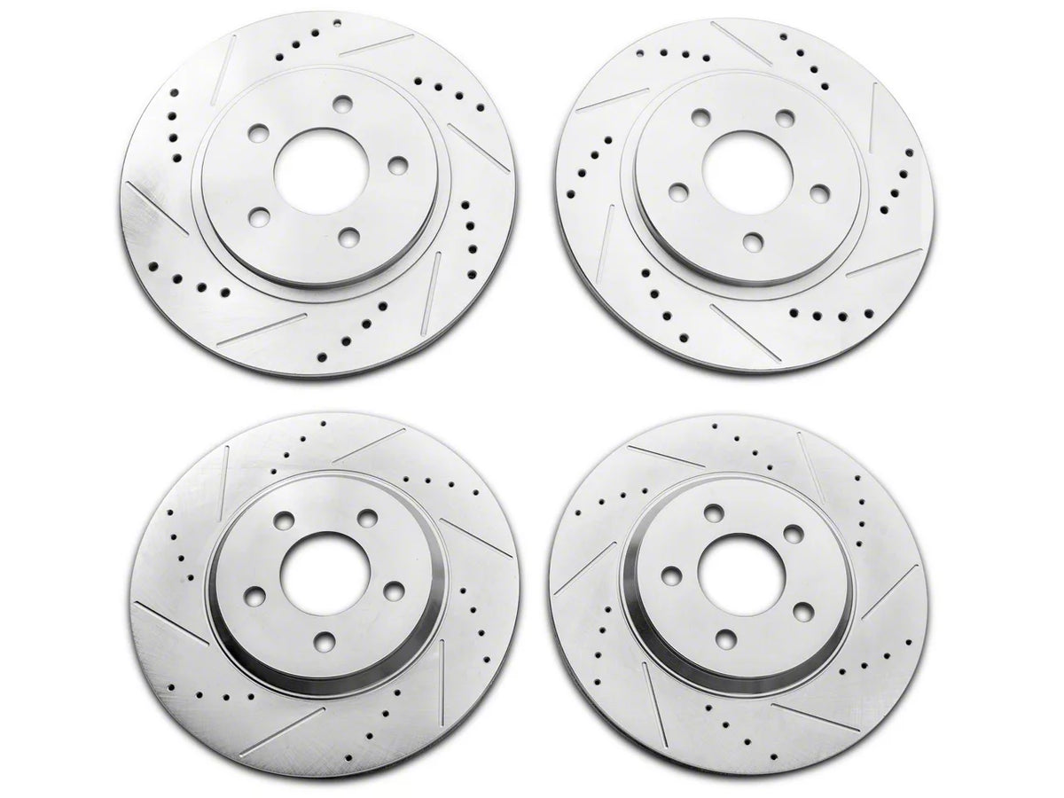 C&L Super Sport Cross-Drilled and Slotted Rotors; Front and Rear (05-10 Mustang GT; 11-14 Mustang V6)