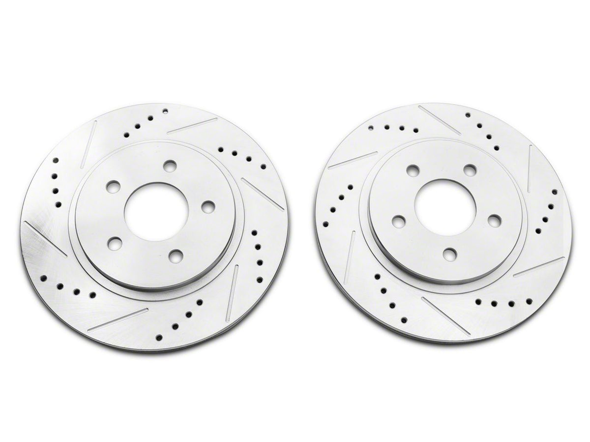 C&L Super Sport Cross-Drilled and Slotted Rotors; Front and Rear (05-10 Mustang GT; 11-14 Mustang V6)
