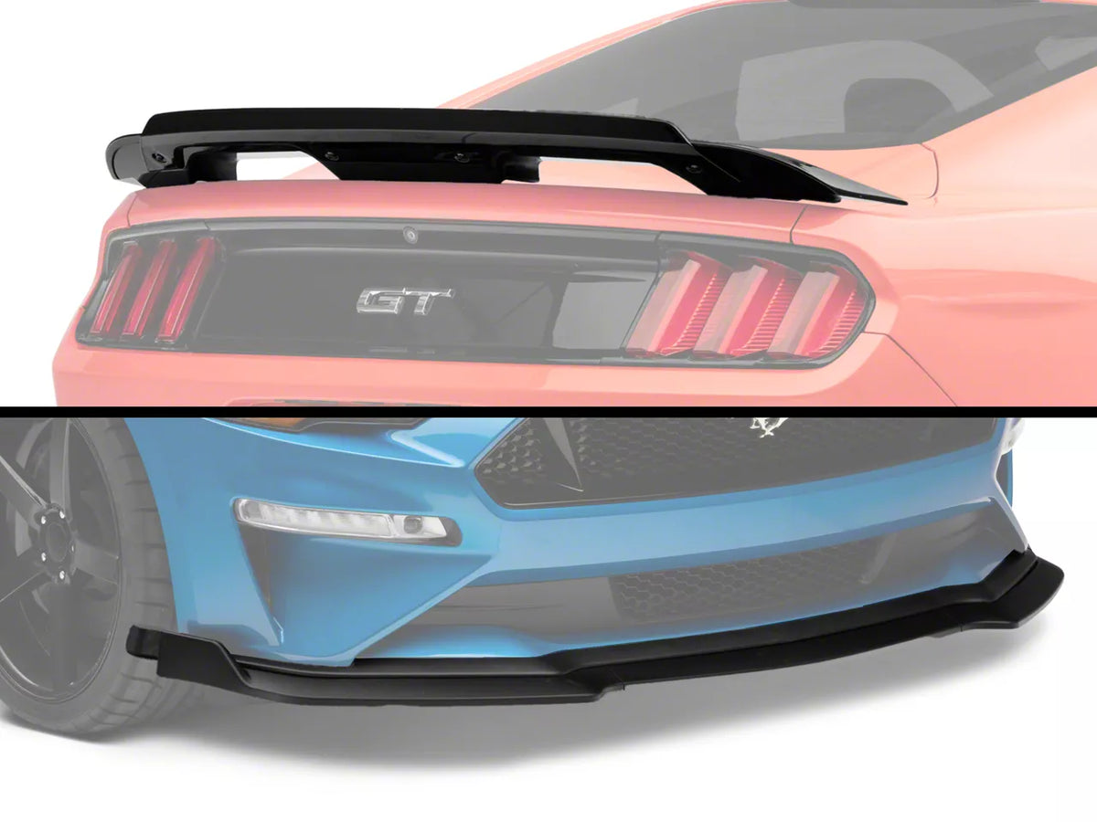 SpeedForm MP Concepts GT500 Style Rear Spoiler with Wicker Bill Add-On and SpeedForm Chin Spoiler (18-23 Mustang Fastback w/o Performance Pack)
