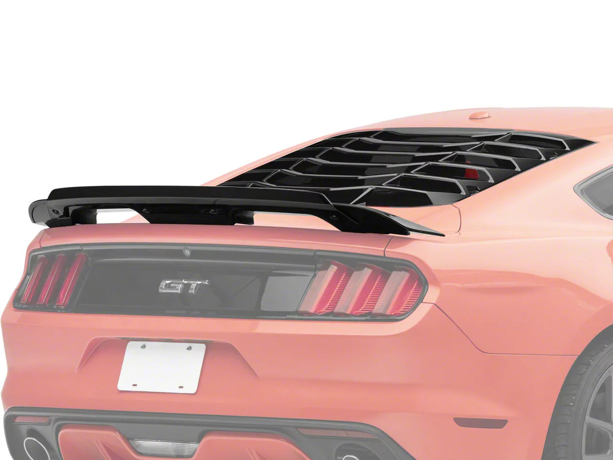 MP Concepts GT500-Style Rear Spoiler with Wicker Bill and Rear Window Louvers; Gloss Black (15-23 Mustang Fastback)