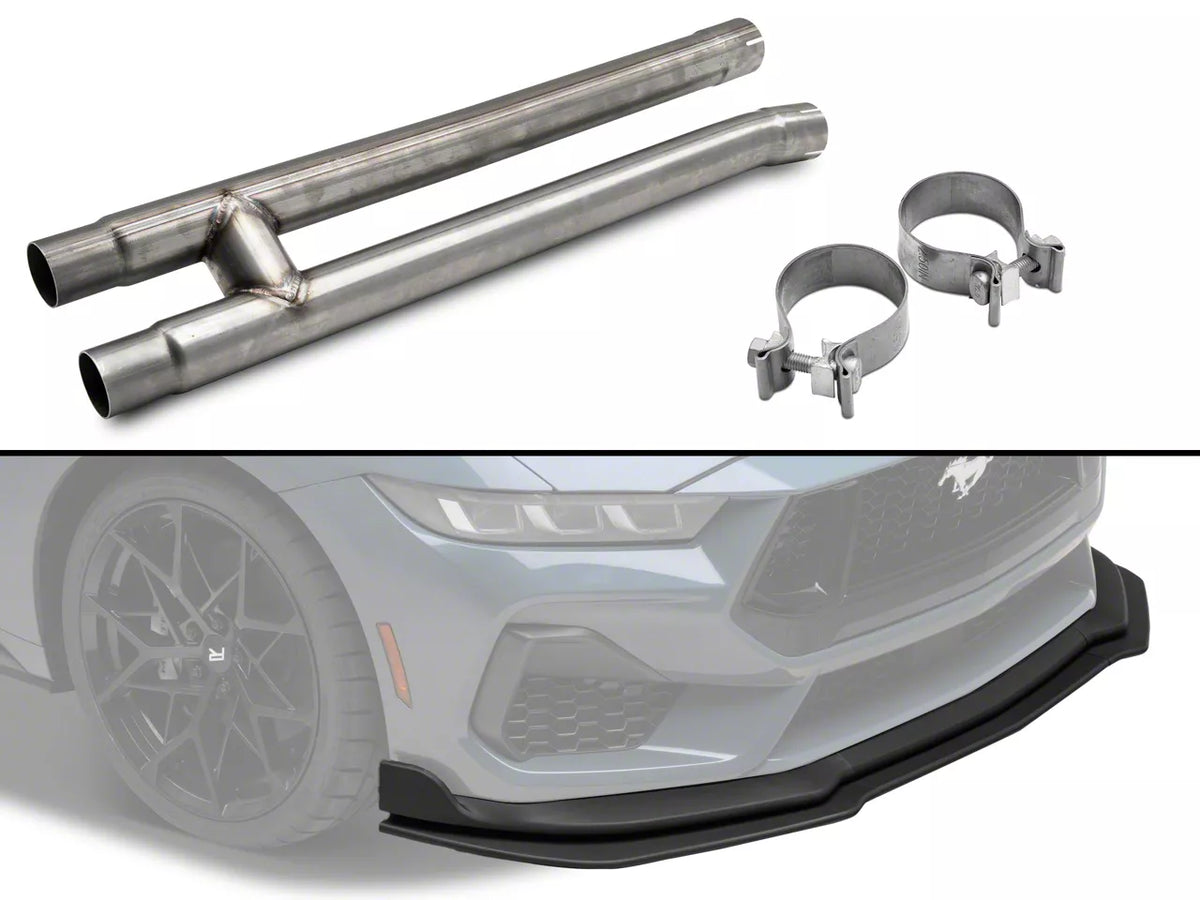C&L Cut and Clamp Resonator Delete H-Pipe with Chin Spoiler (24-26 Mustang GT)