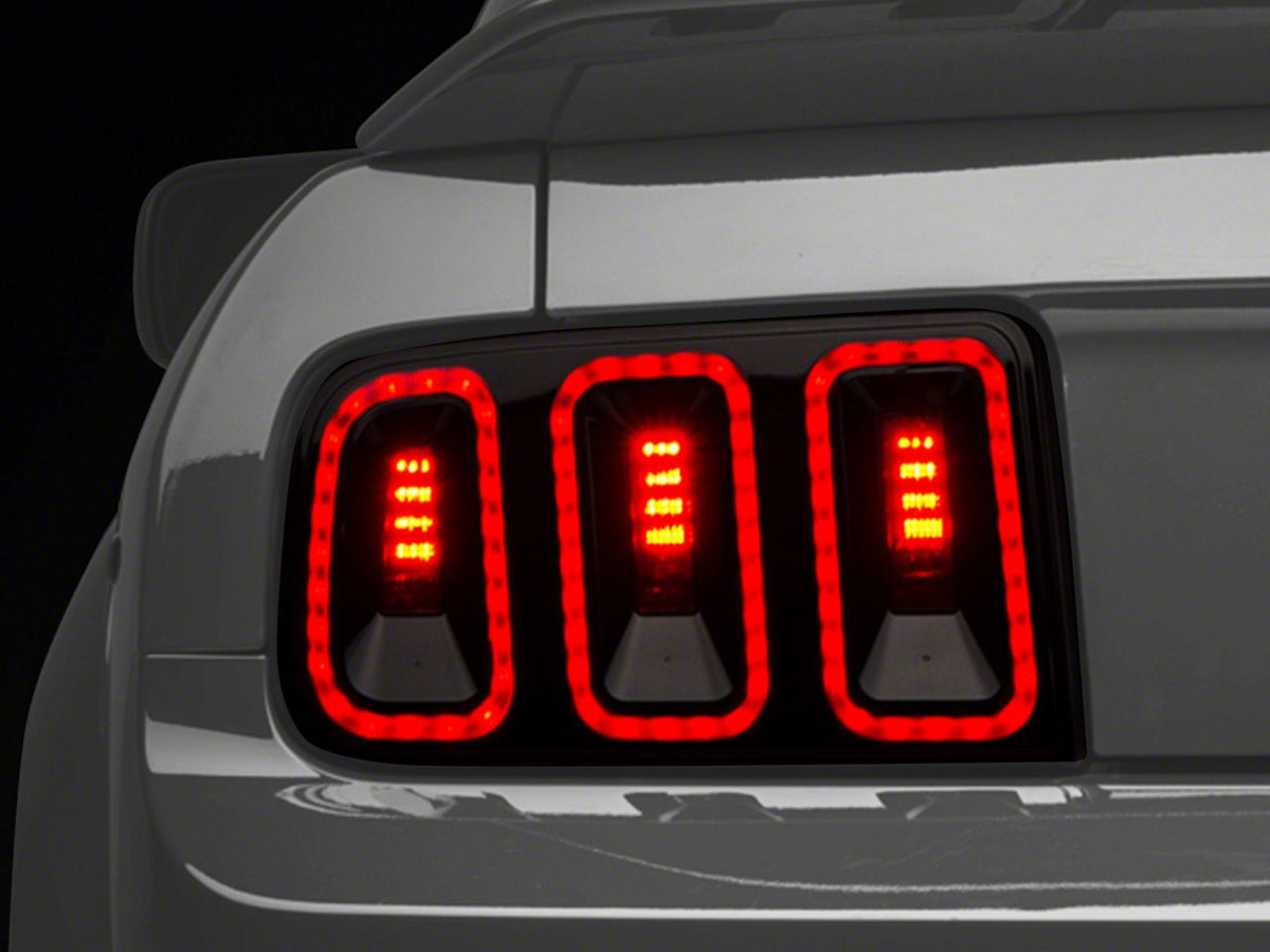 Raxiom Axial Series CCFL Halo Projector Headlights and Gen5 Tail Lights; Black Housing; Smoked Lens (05-09 Mustang w/ Factory Halogen Headlights, Excluding GT500)