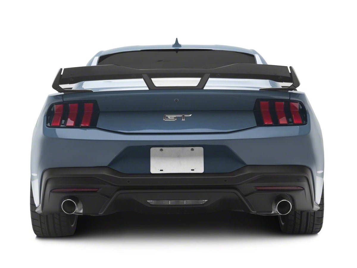 SpeedForm 3-Piece Chin Spoiler with Dark Horse Style Rear Spoiler; Gloss Black (24-26 Mustang Fastback w/o Performance Pack)