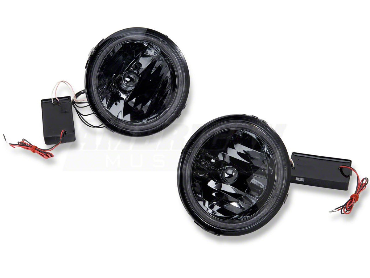 Raxiom Axial Series CCFL Halo Projector Headlights and LED Halo Fog Lights; Smoked (05-09 Mustang w/ Factory Halogen Headlights, Excluding GT500)