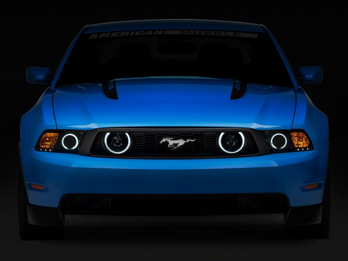 Raxiom Axial Series CCFL Halo Projector Headlights and LED Halo Fog Lights; Smoked (05-09 Mustang w/ Factory Halogen Headlights, Excluding GT500)