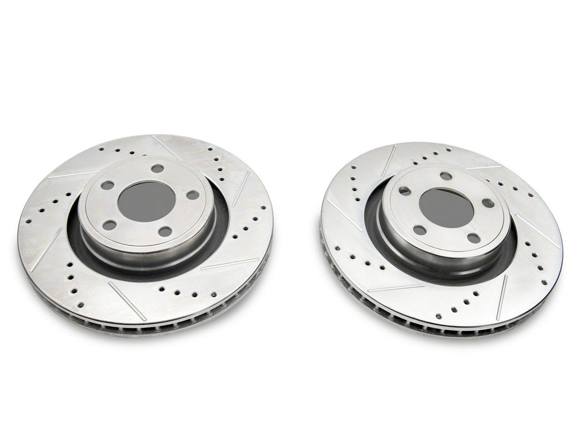 C&L Super Sport Cross-Drilled and Slotted Brake Rotor and Pad Kit; Front and Rear (15-23 Mustang EcoBoost w/o Performance Pack, V6)