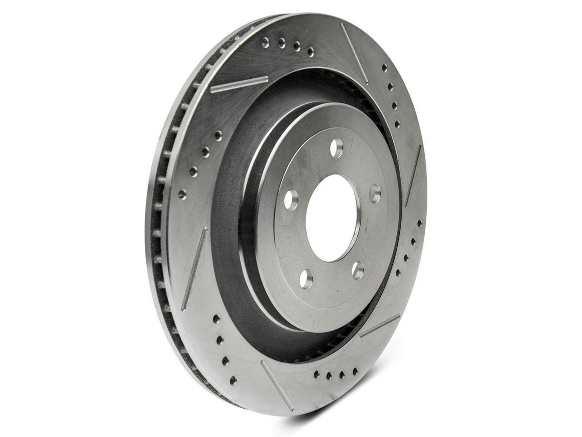 C&L Super Sport Cross-Drilled and Slotted Rotors; Front and Rear (15-23 Mustang GT w/o Performance Pack, EcoBoost w/ Performance Pack)