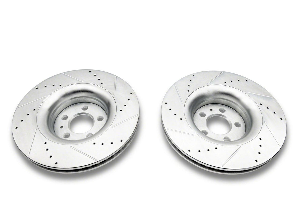 C&L Super Sport Cross-Drilled and Slotted Rotors; Front and Rear (15-23 Mustang GT w/o Performance Pack, EcoBoost w/ Performance Pack)