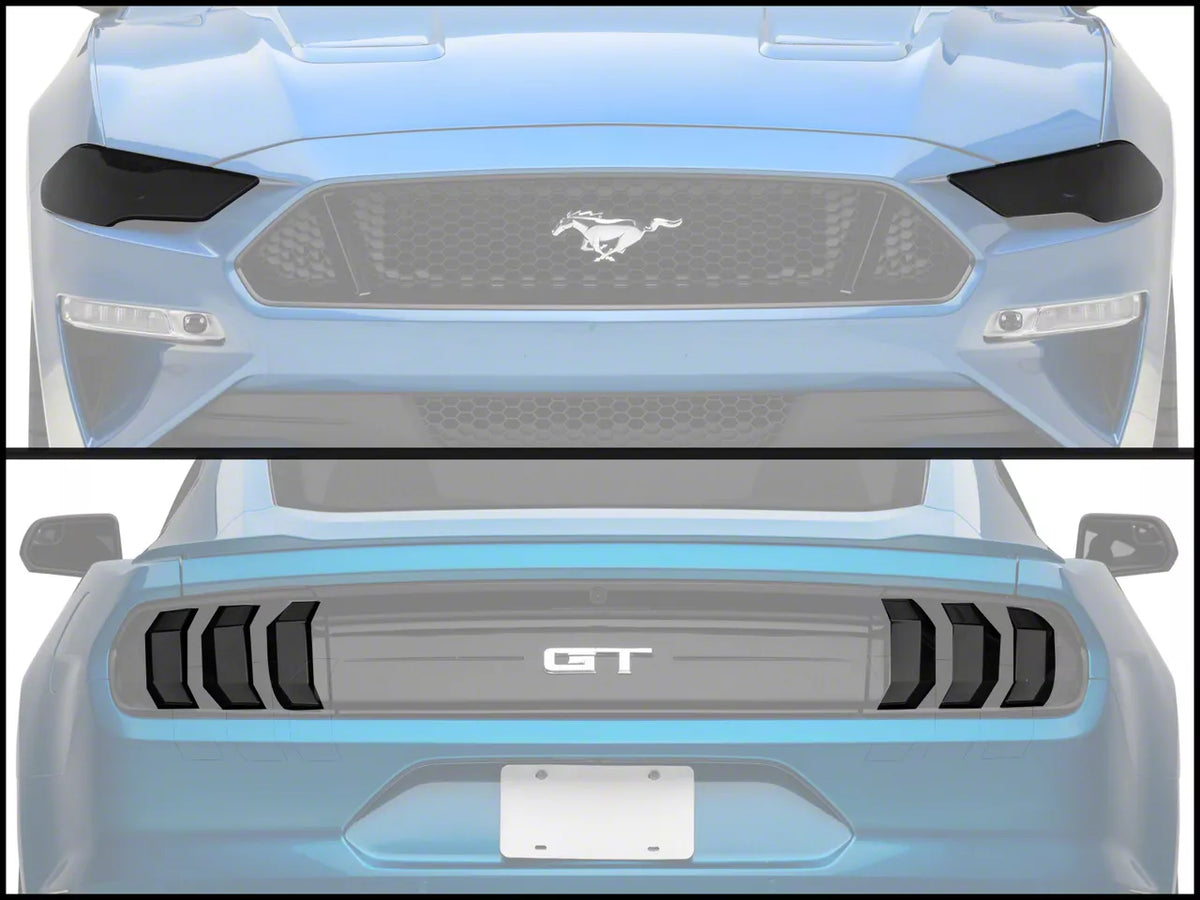 SpeedForm Headlight and Tail Light Covers; Smoked (18-23 Mustang GT, EcoBoost)