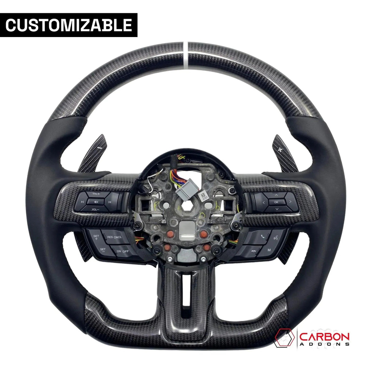 [Complete/Heated] Custom Carbon Fiber Steering Wheel for 2015-2023 Mustang