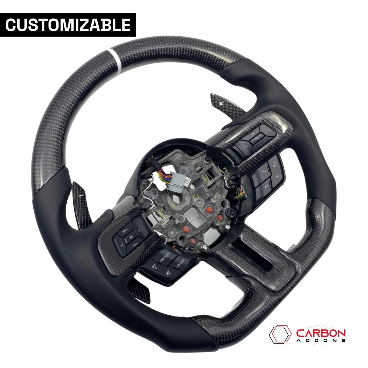 [Complete/Heated] Custom Carbon Fiber Steering Wheel for 2015-2023 Mustang