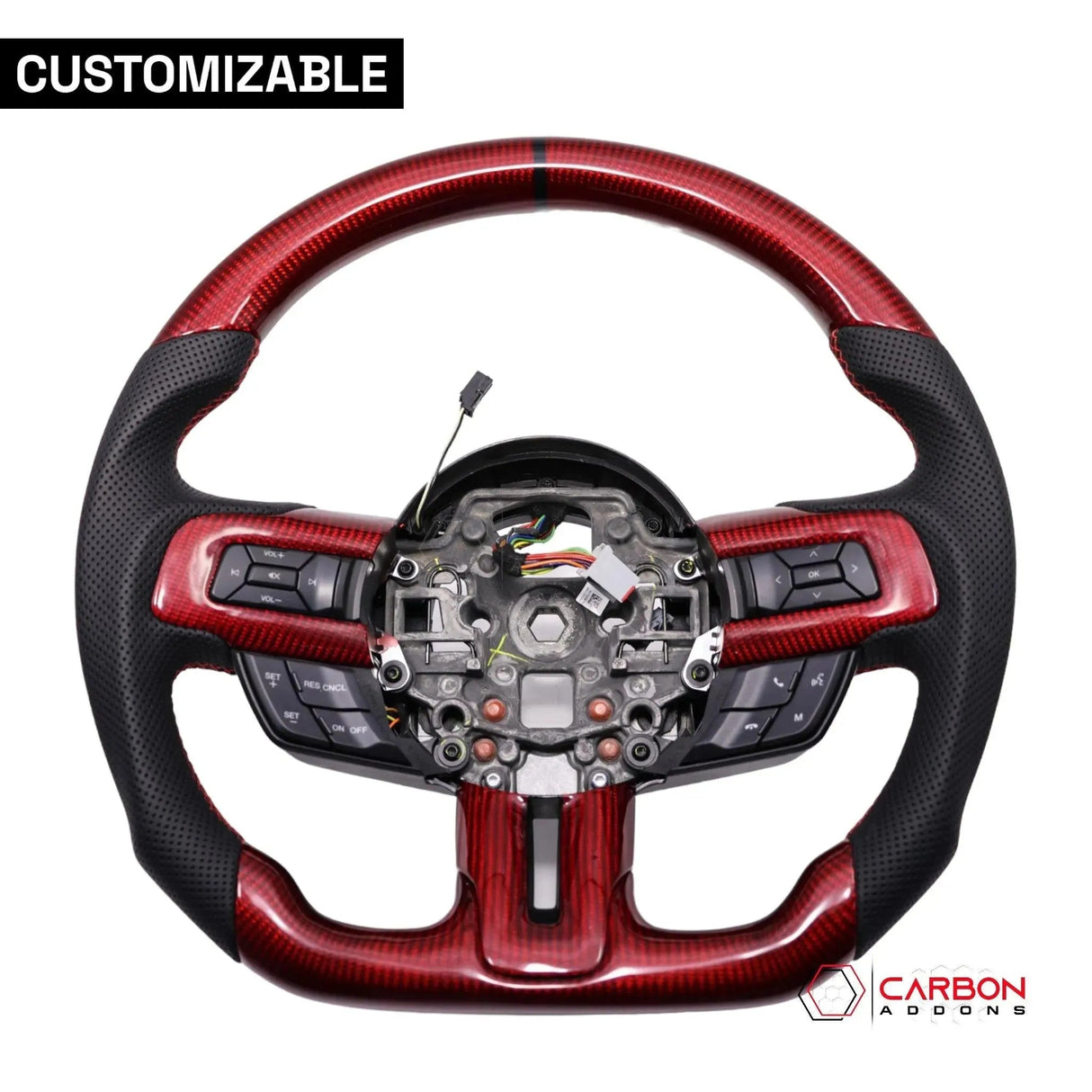 [Complete/Heated] Custom Carbon Fiber Steering Wheel for 2015-2023 Mustang
