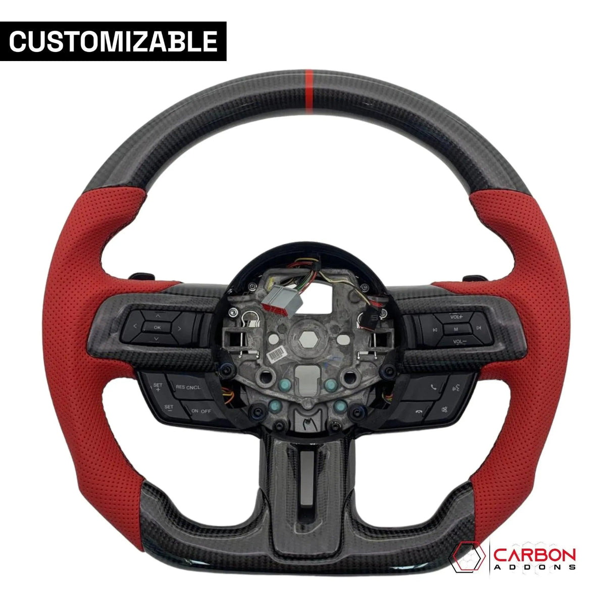 [Complete/Heated] Custom Carbon Fiber Steering Wheel for 2015-2023 Mustang