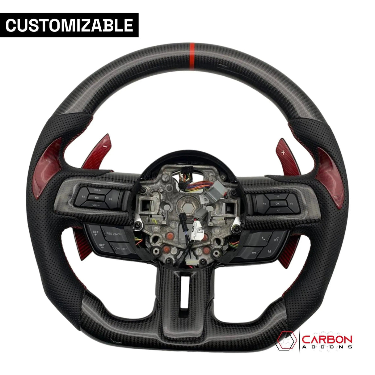 [Complete/Heated] Custom Carbon Fiber Steering Wheel for 2015-2023 Mustang