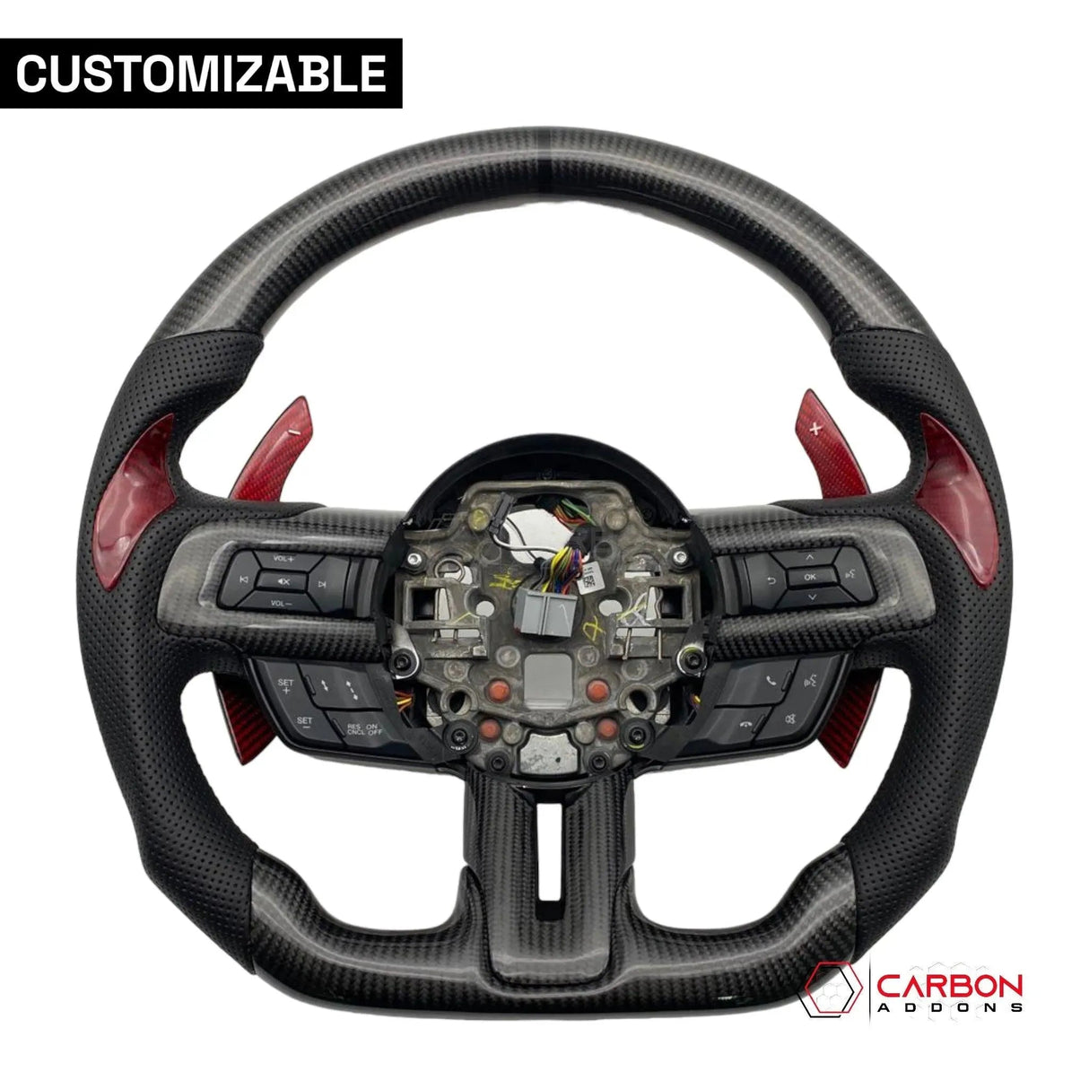 [Complete/Heated] Custom Carbon Fiber Steering Wheel for 2015-2023 Mustang
