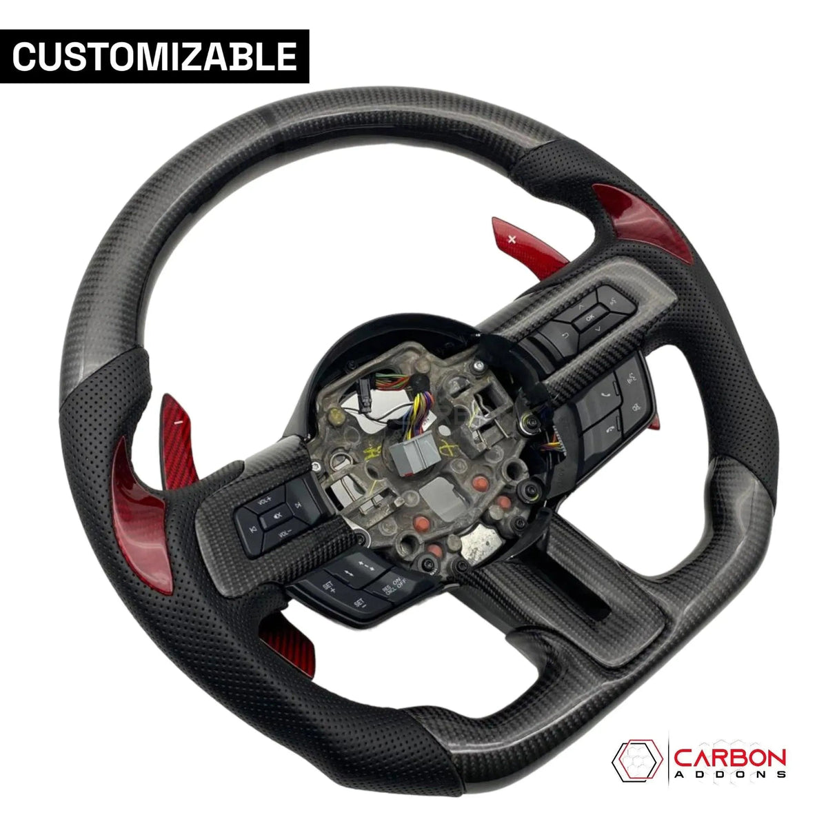 [Complete/Heated] Custom Carbon Fiber Steering Wheel for 2015-2023 Mustang