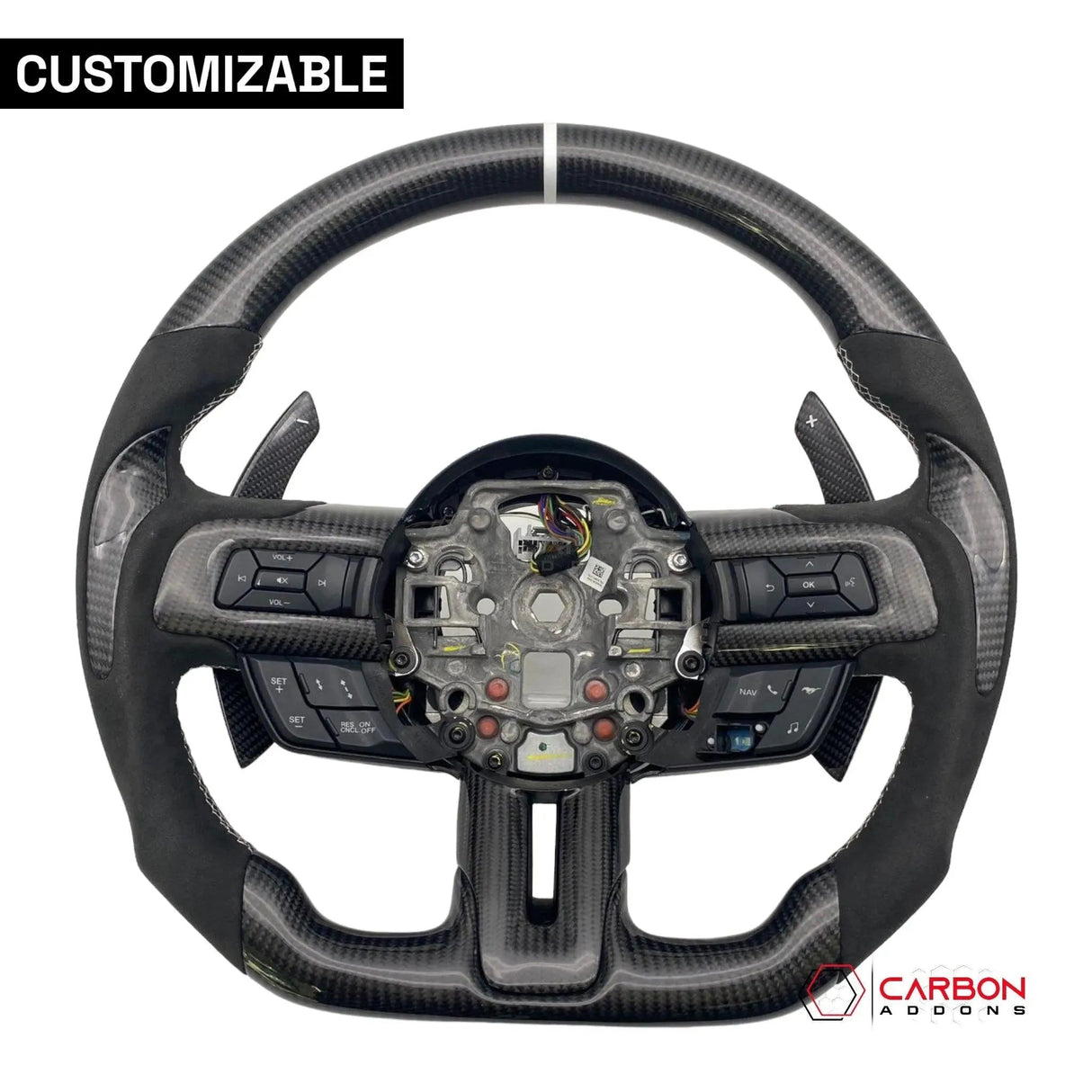 [Complete/Heated] Custom Carbon Fiber Steering Wheel for 2015-2023 Mustang