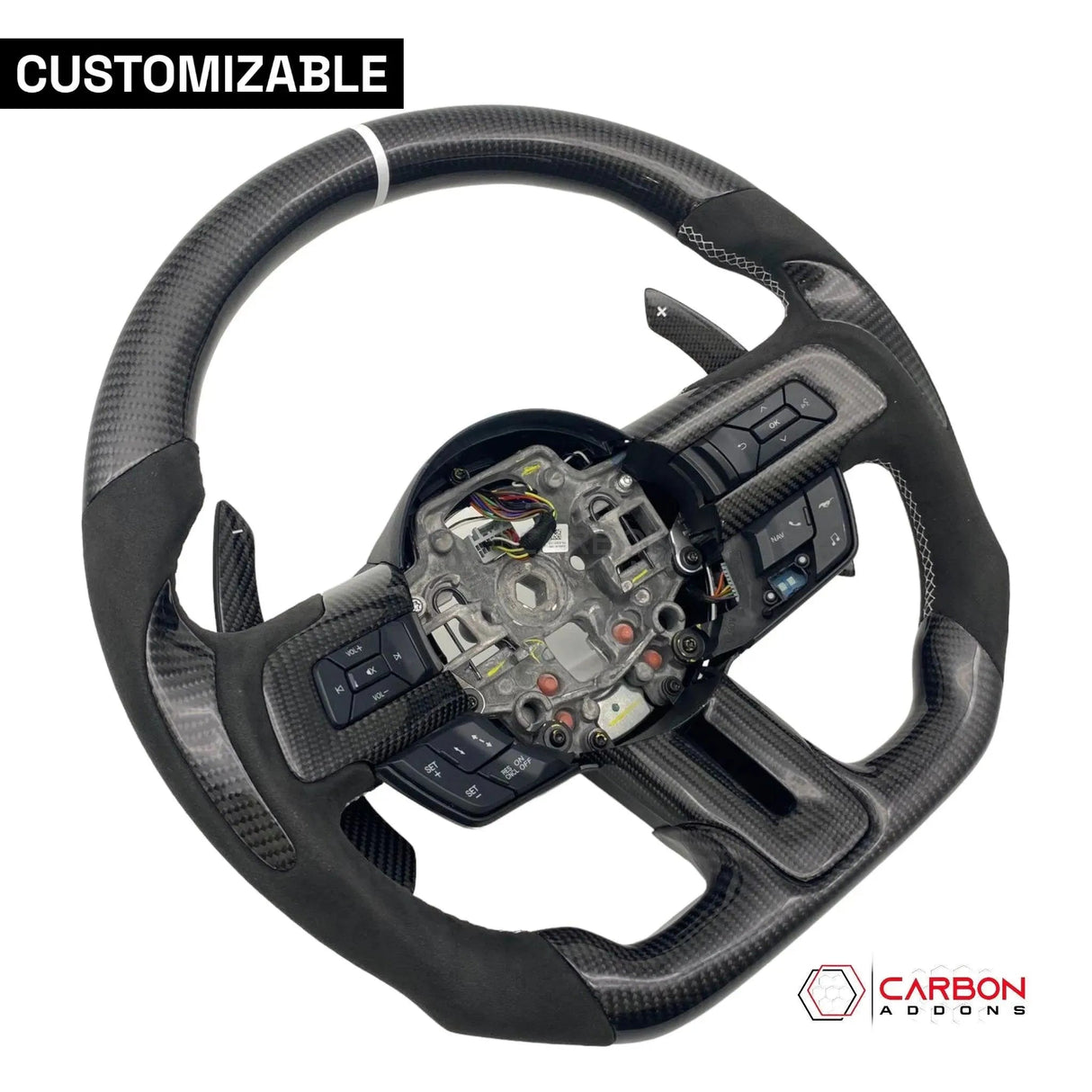 [Complete/Heated] Custom Carbon Fiber Steering Wheel for 2015-2023 Mustang