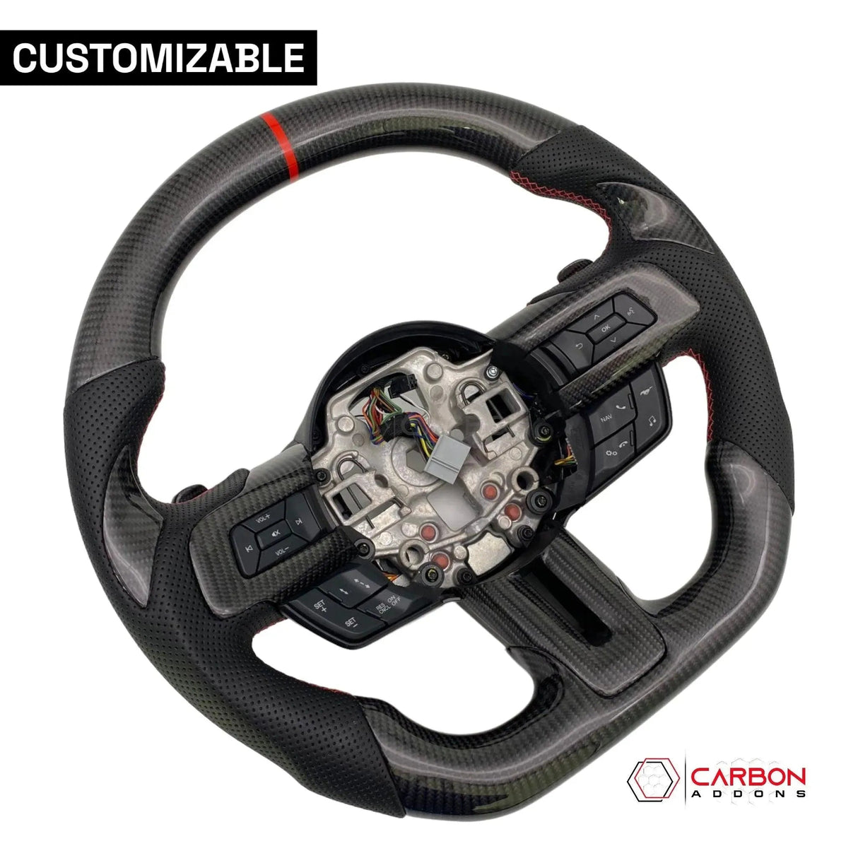 [Complete/Heated] Custom Carbon Fiber Steering Wheel for 2015-2023 Mustang