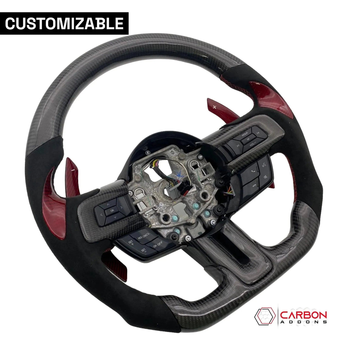 [Complete/Heated] Custom Carbon Fiber Steering Wheel for 2015-2023 Mustang
