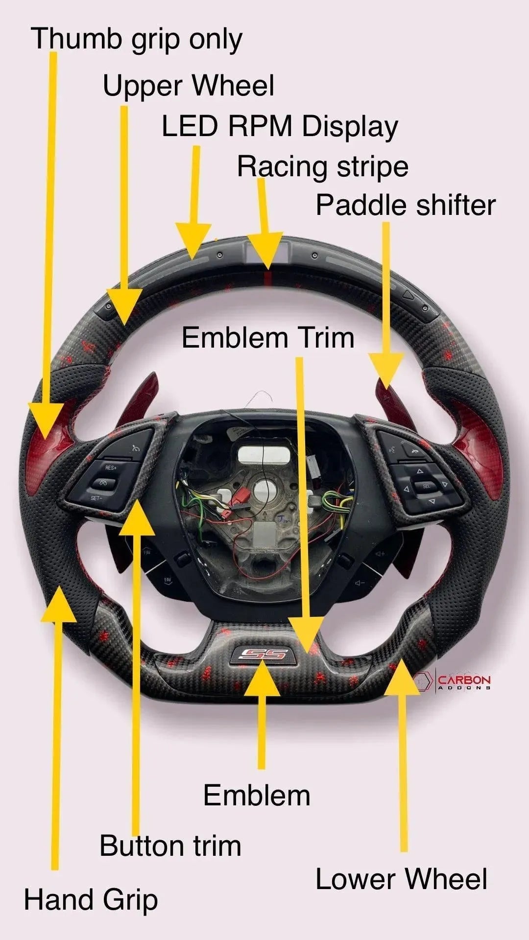 [Complete/Heated] Custom Carbon Fiber Steering Wheel For 2016-2024 Chevy Camaro
