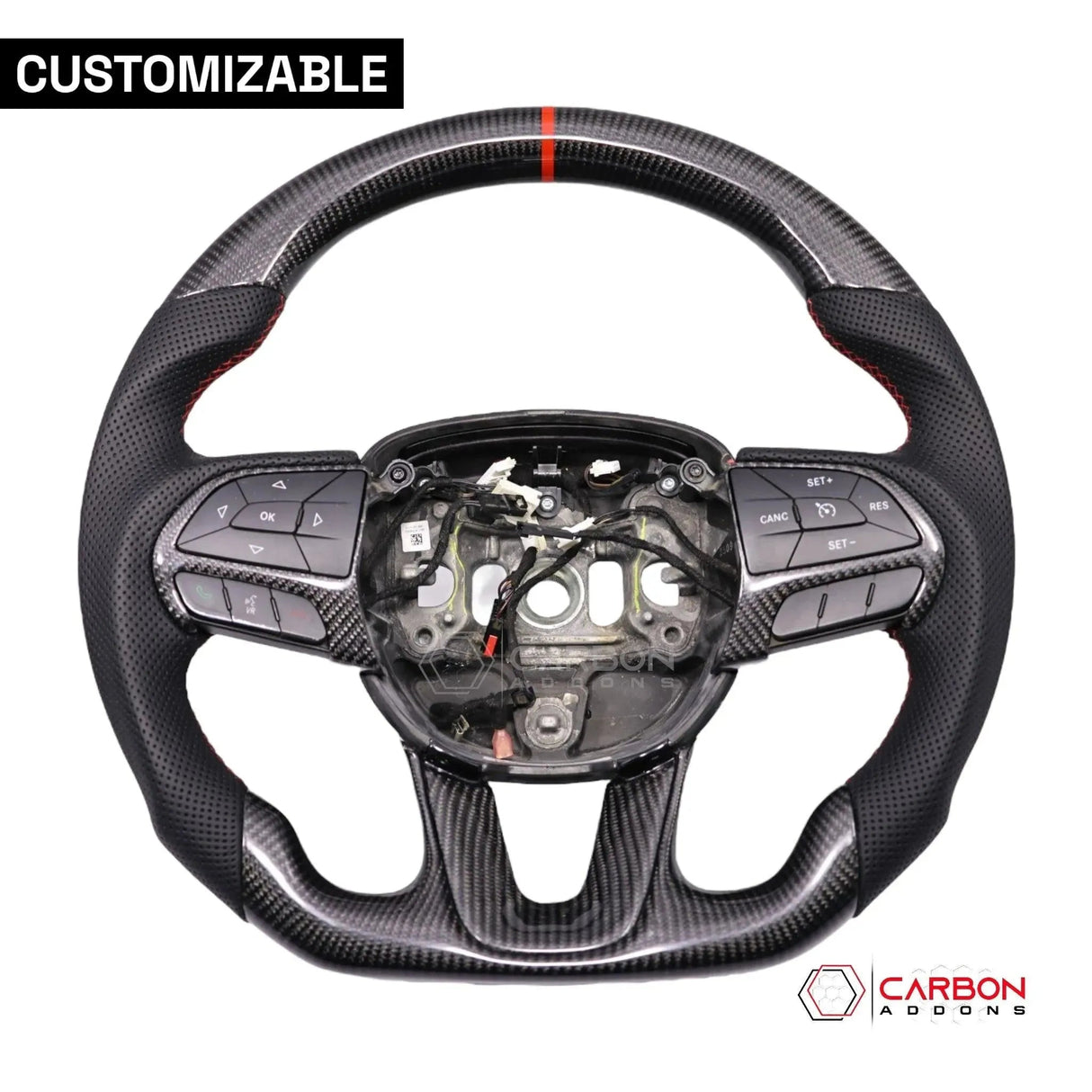 [Complete/Heated] Customizable Carbon Fiber Steering Wheel | 2015-2023 Dodge Charger Challenger Durango