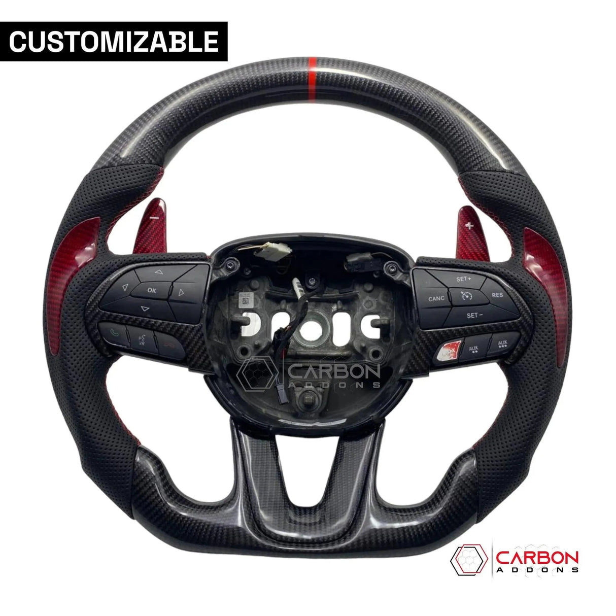 [Complete/Heated] Customizable Carbon Fiber Steering Wheel | 2015-2023 Dodge Charger Challenger Durango