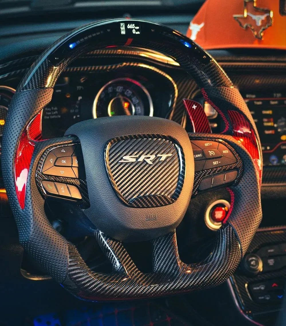[Complete/Heated] Customizable Carbon Fiber Steering Wheel | 2015-2023 Dodge Charger Challenger Durango