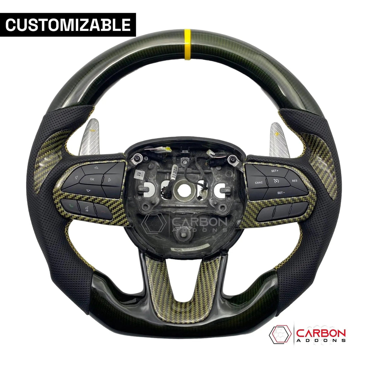 [Complete/Heated] Customizable Carbon Fiber Steering Wheel | 2015-2023 Dodge Charger Challenger Durango