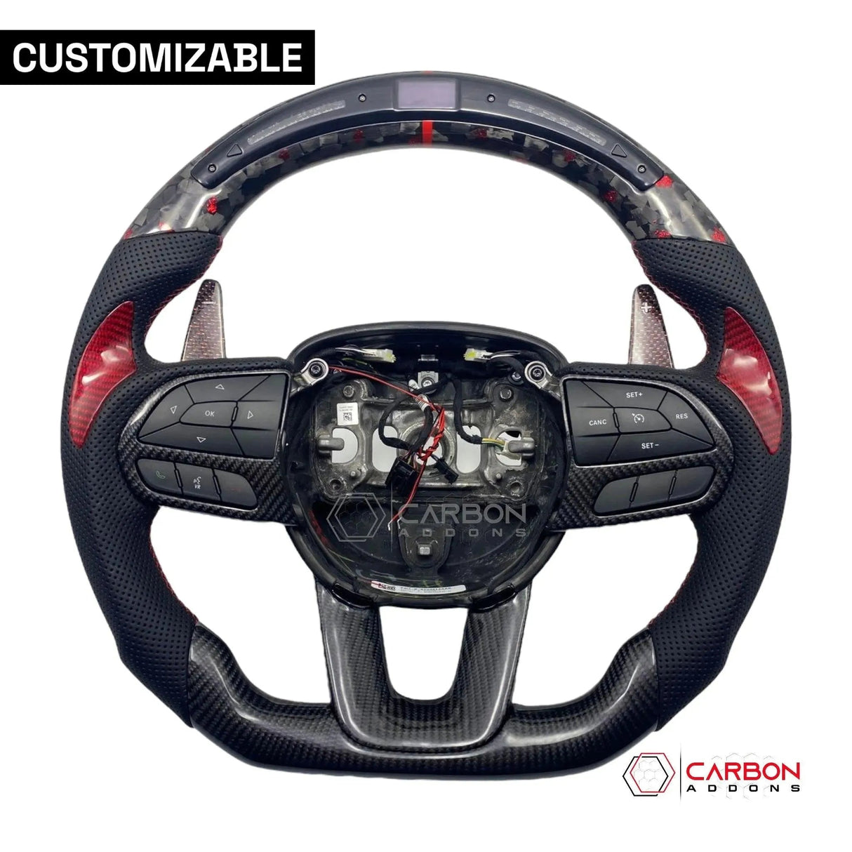 [Complete/Heated] Customizable Carbon Fiber Steering Wheel | 2015-2023 Dodge Charger Challenger Durango