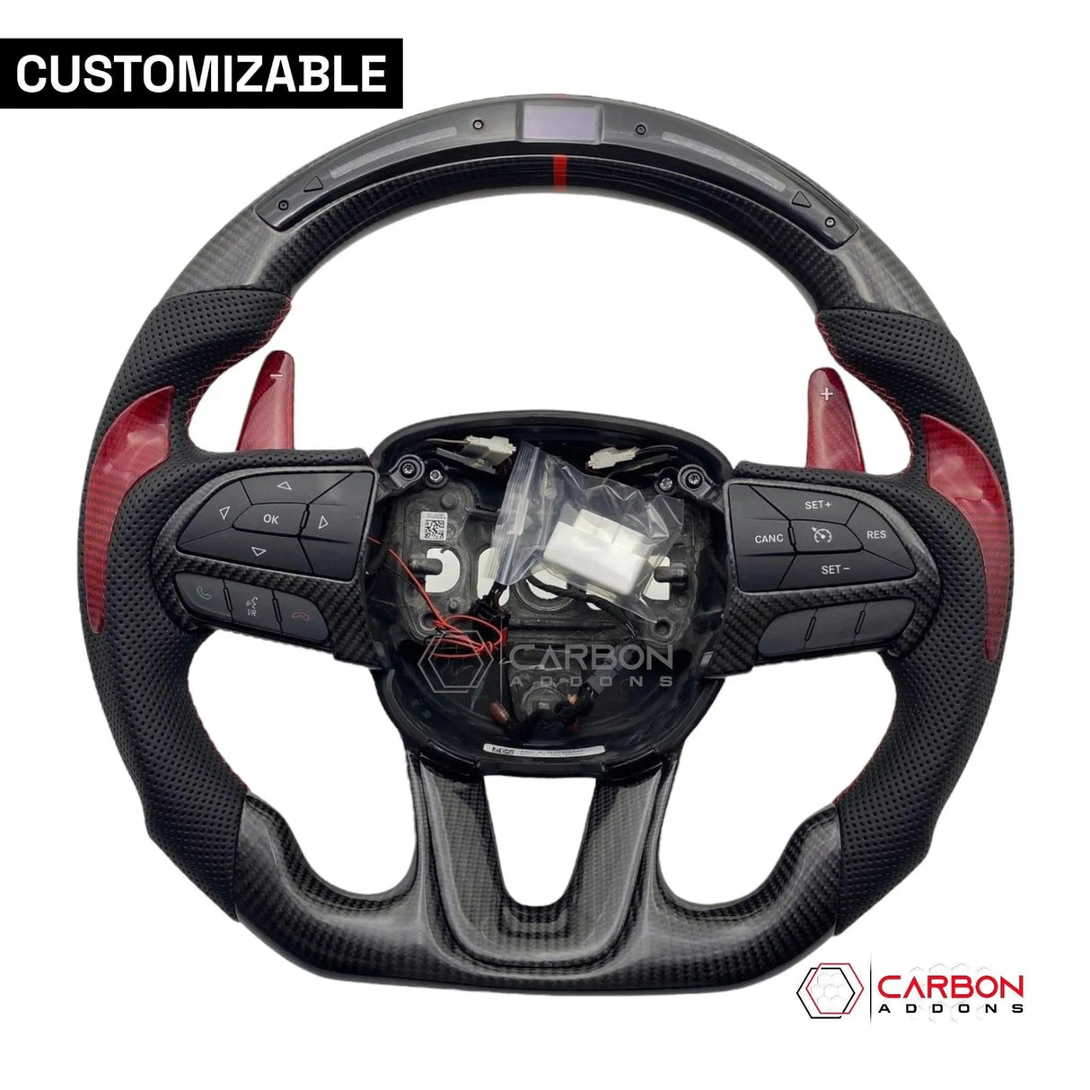 [Complete/Heated] Customizable Carbon Fiber Steering Wheel | 2015-2023 Dodge Charger Challenger Durango