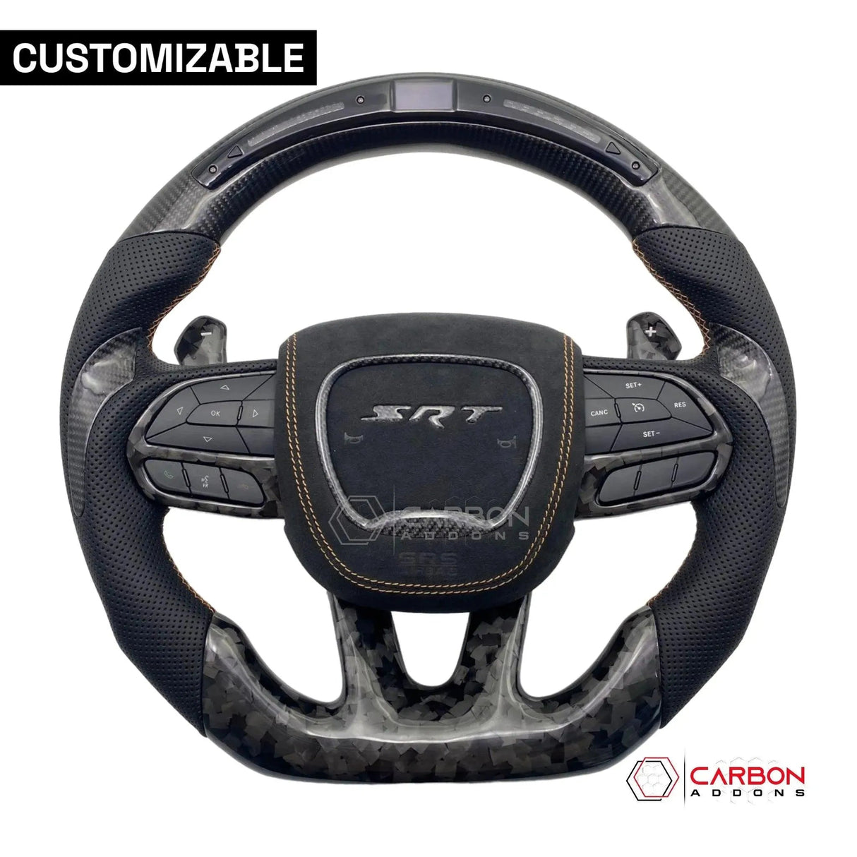 [Complete/Heated] Customizable Carbon Fiber Steering Wheel | 2015-2023 Dodge Charger Challenger Durango