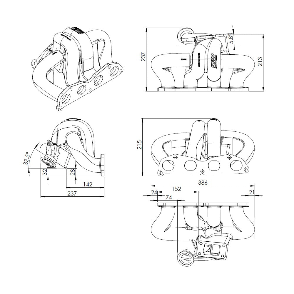 8th gen Honda Civic SI (K20 engine) TWIN SCROLL CAST TURBO MANIFOLD V-BAND WASTEGATE