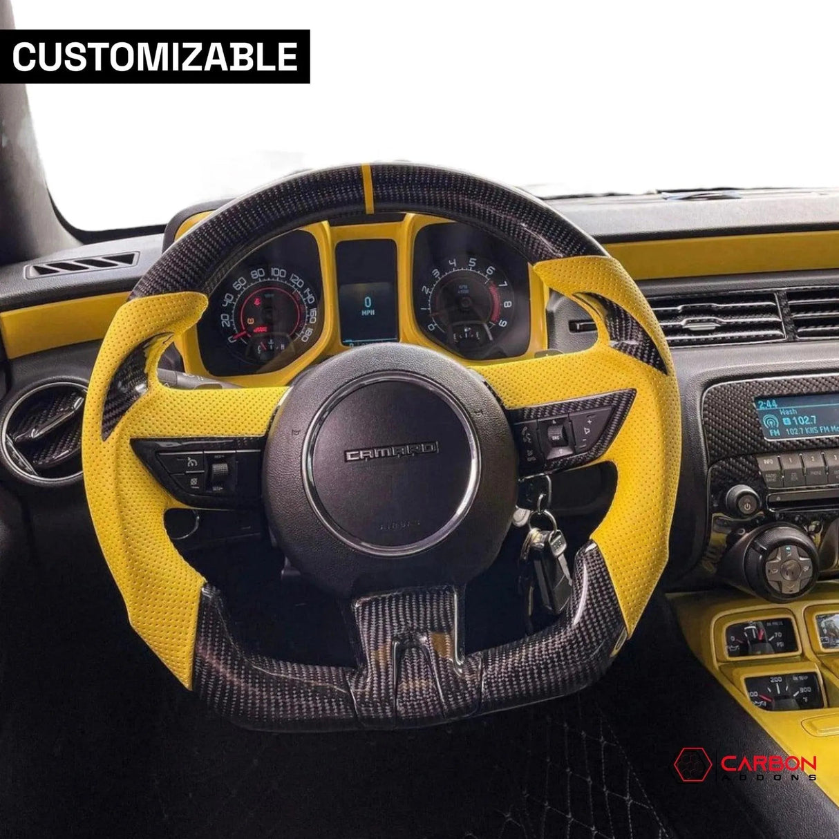 Customizable Carbon Fiber Steering Wheel for Chevy Camaro 2010-2012