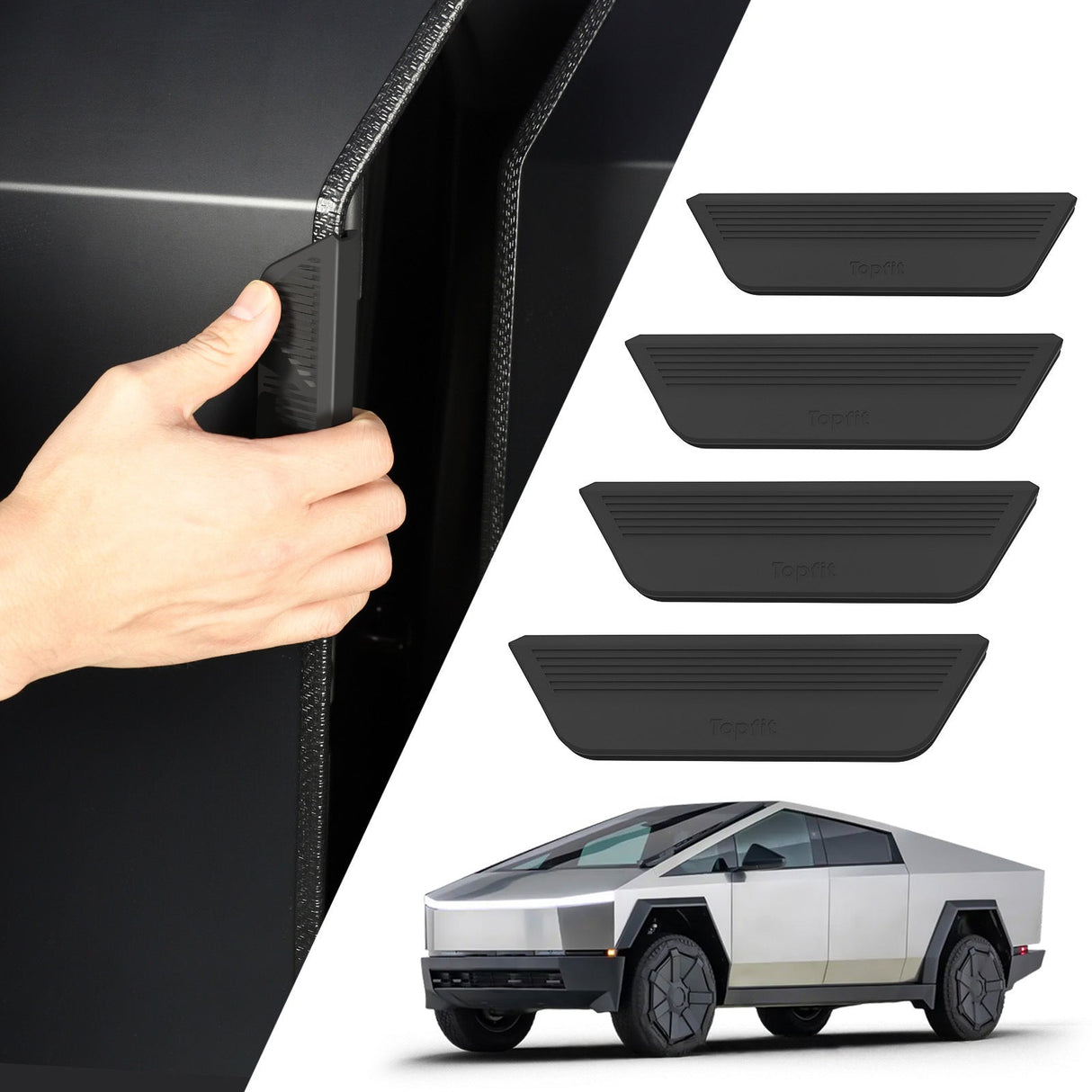 Cybertruck Door Armrest Pads (4-Pack) | Black Silicone for Comfort & Protection