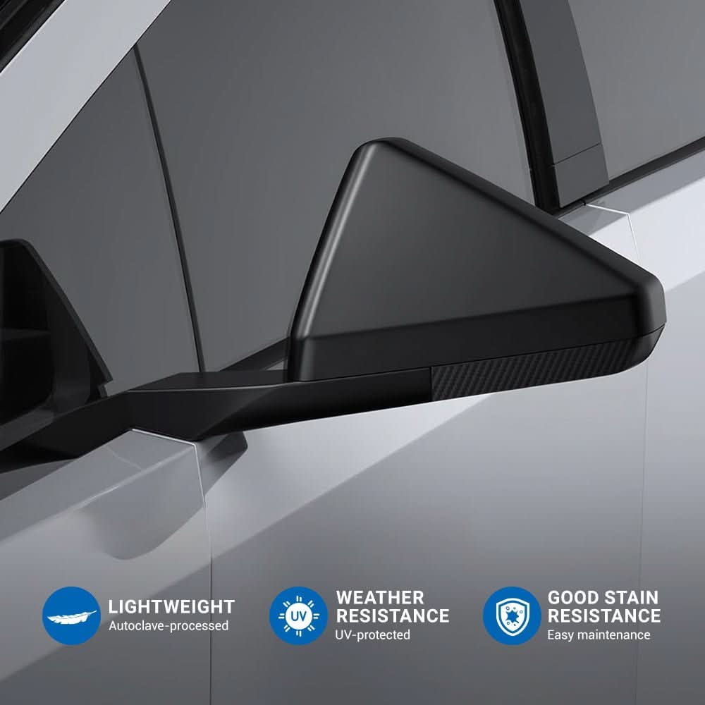 Cybertruck Side Mirror Cover | Real Dry Carbon Fiber Trim | TESERY