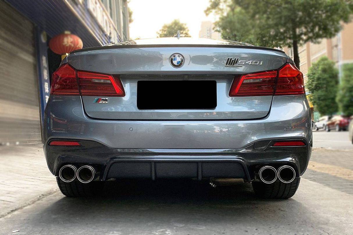 2017-2019 BMW 5 Series G30 G38 M-TECH ECC Style Carbon Fiber Rear Lip