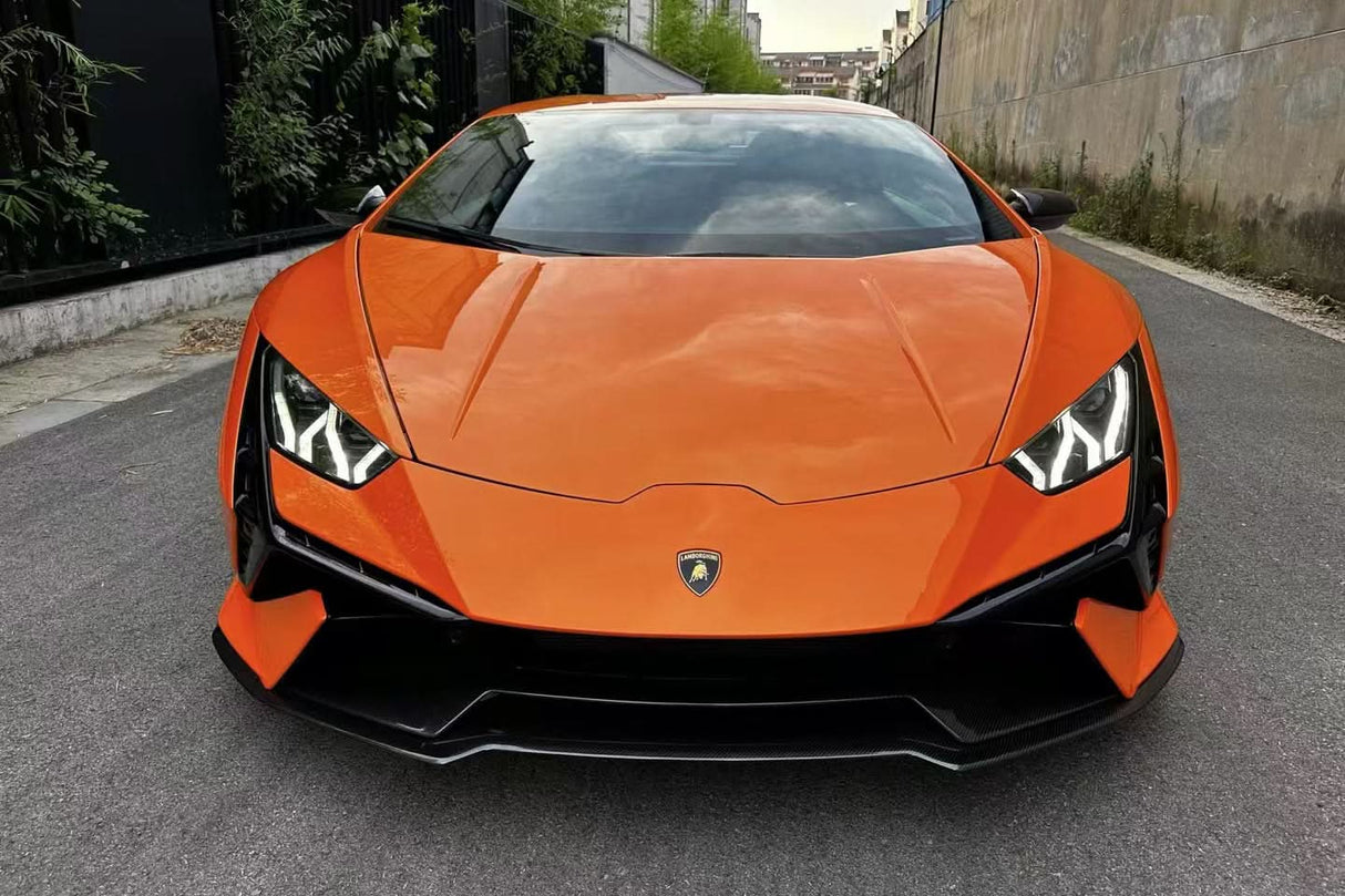 2015-2025 Lamborghini Huracan LP610 & LP580 & EVO Convert Tecnica Style Dry Carbon Fiber Front Bumper