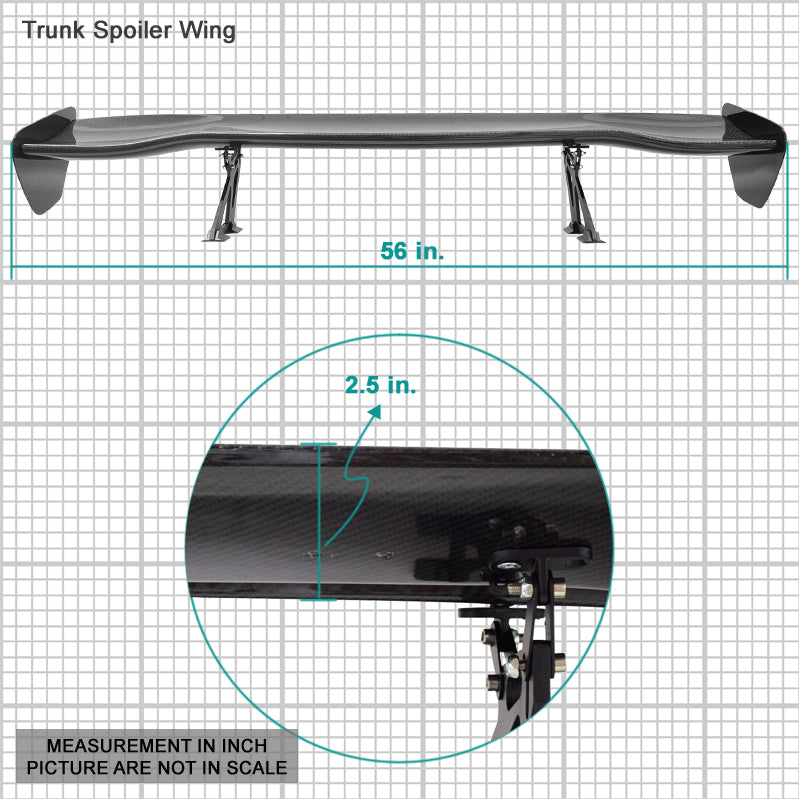 Universal 56" Inch GT Style Racing Trunk Spoiler Wing 3D Carbon Fiber
