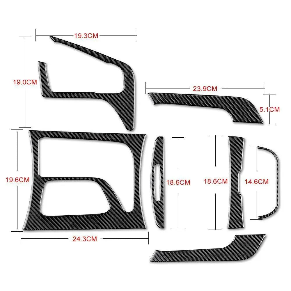 Dodge Charger 2015-2023 Carbon Fiber Front & Rear Center Console Panel Trim Overlays